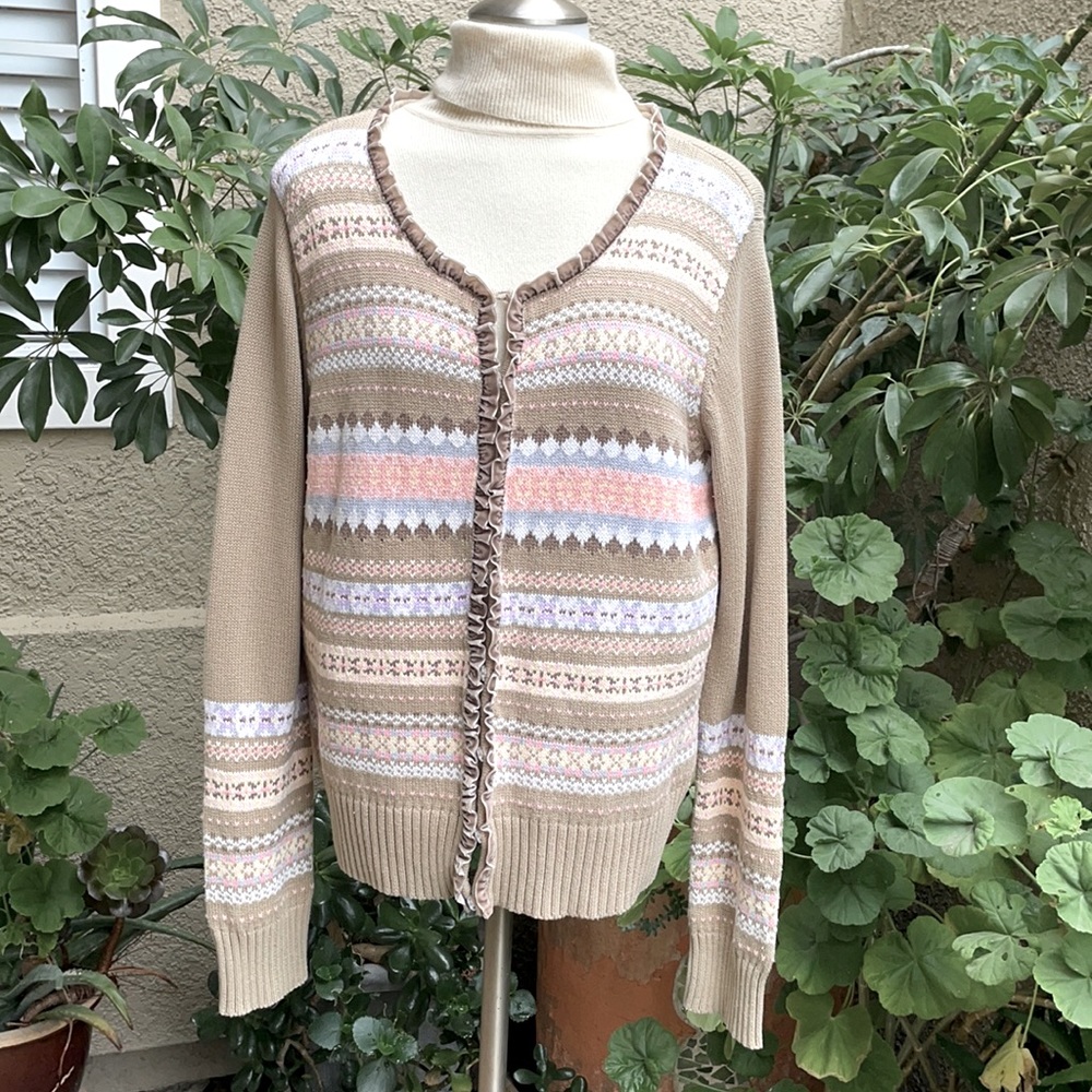 Vintage multicolored Liz Claiborne knitted cotton cardigan